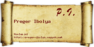 Preger Ibolya névjegykártya